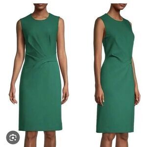 Kobi Halperin Cecelia Green Pleated Front Sleeveless Sheath Dress Size 6 Career